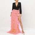 thumbnail image 1 of Taylonsss Womens Maxi Skirt Multi Layer High Slit Asymmetrical Hem Evening Formal Dress Party Gown, 1 of 5