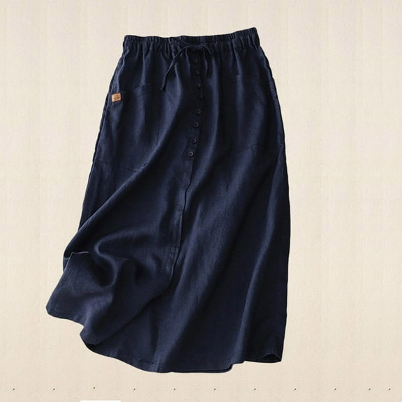 Taylonsss Womens Midi Skirt Boho Linen-Cotton Blend Versatile Premium Casual Chic Outfit