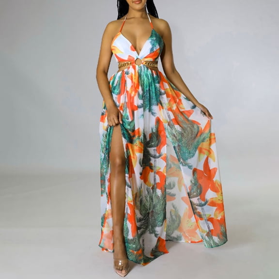 Taylonsss Womens Plus Size French Floral Print Strapless V Neck Midi Dress Boho Beach Vacation Outfit