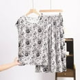 thumbnail image 1 of Taylonsss Womens Plus Size Sleepwear Set Printed Rayon Round Neck Sleeveless Tee Relaxed Cropped Pants Loungewear Homewear, 1 of 3