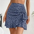 thumbnail image 1 of Taylonsss Womens Printed Drawstring Asymmetrical Ruffle Hem Mini Skirt Casual Boho Style, 1 of 4