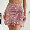 thumbnail image 1 of Taylonsss Womens Printed Drawstring Asymmetrical Ruffle Hem Mini Skirt Casual Boho Style, 1 of 5