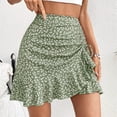 thumbnail image 1 of Taylonsss Womens Printed Drawstring Asymmetrical Ruffle Hem Mini Skirt Casual Boho Style, 1 of 5