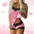 thumbnail image 1 of Taylonsss Womens Printed Lace Camisole And Patchwork Shorts Pajama Set Casual Comfortable Lounge Wear For Home Vacation, 1 of 6