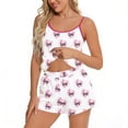 thumbnail image 1 of Taylonsss Womens Printed Square Neck Sling Loose Tight Waistbands Short Sleeve Pajama Set Casual Home Wear Summer Vacation Comfortable Outfit, 1 of 4