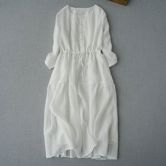 Taylonsss Womens Round Neck Loose Casual Dress Comfortable Everyday Outfit