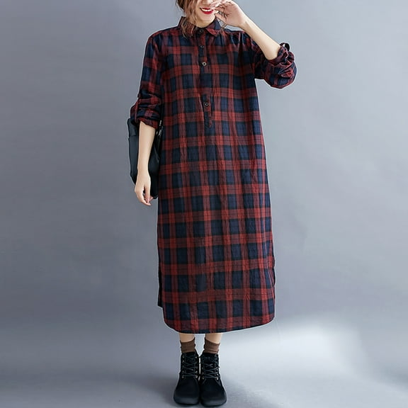 Taylonsss Womens Round Neck Loose Fit Dress Casual Everyday Wear Simple Style