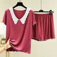 thumbnail image 1 of Taylonsss Womens Sleepwear Set V Neck Short Sleeve Top and Shorts Comfy Home Loungewear, 1 of 4