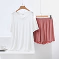 thumbnail image 1 of Taylonsss Womens Sleepwear Set V Neck Split Sleeve T-Shirt Relaxed Wide-Leg Shorts Loungewear Two-Piece Pajama Outfit, 1 of 3