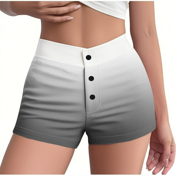 Taylonsss Womens Sleepwear Shorts High-Rise Gradient Elastic Waist with Button Closure Slim Fit Comfortable Loungewear