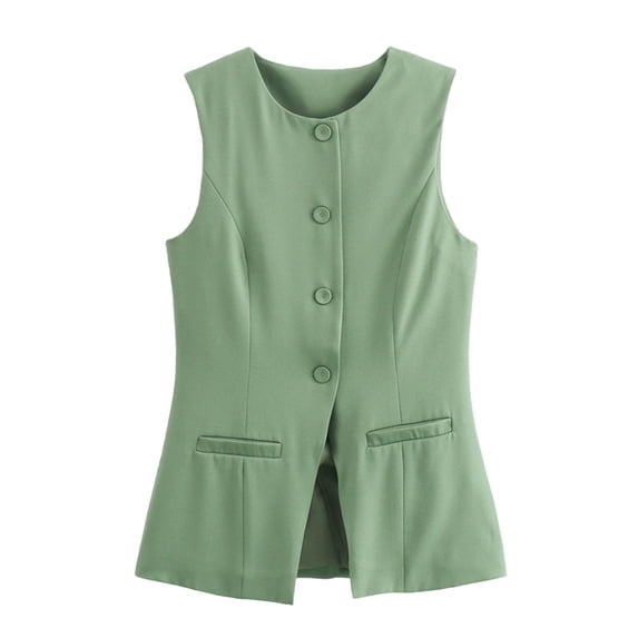 Taylonsss Womens Sleeveless Blazer Casual Business Button Front Waistcoat with Pockets Double Breasted Office Cocktail Versatile Layering Piece