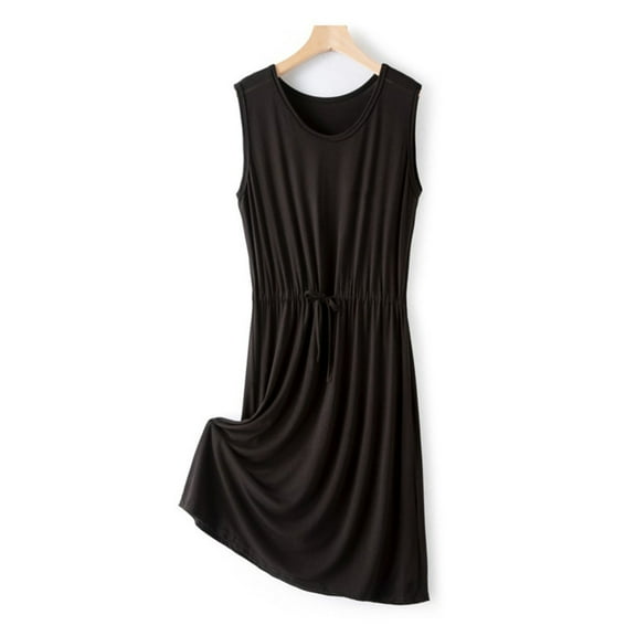Taylonsss Womens Sleeveless V Neck Nightdress Drawstring Loose Fit Solid Color Comfortable Midi Home Loungewear