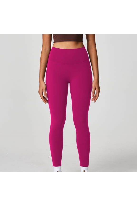 Womens Solid Color High Waist Yoga Pants with Elastic Waistband Form-Fitting Full Length Leggings for Yoga Dance Fitness Workouts and Casual Athletic Leisure Wear