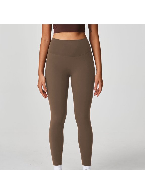 Womens Solid Color High Waist Yoga Pants with Elastic Waistband Form-Fitting Full Length Leggings for Yoga Dance Fitness Workouts and Casual Athletic Leisure Wear