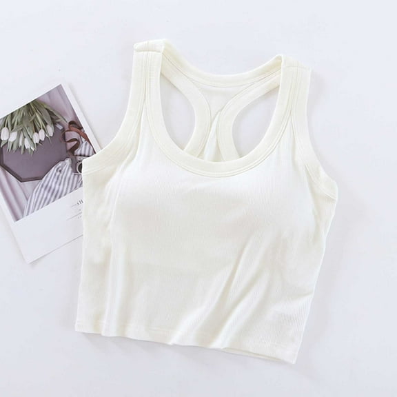 Taylonsss Womens Solid Color Round Neck Sleeveless Built-in Padded Bra Camisole Lounge Sleepwear Top