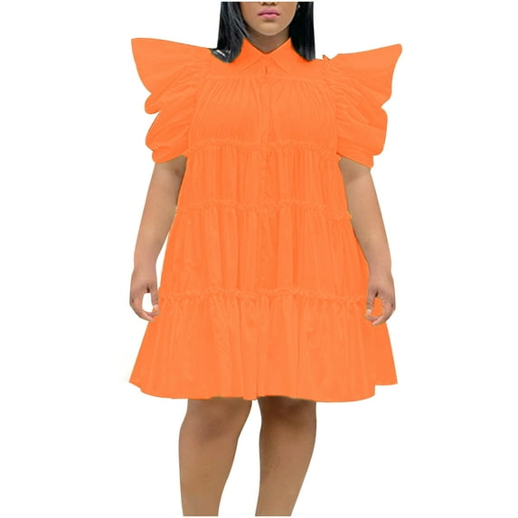 Taylonsss Womens Solid Color Royal Style Loose Fit Ruffle Hem Elegant Dress Victorian Inspired