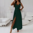 thumbnail image 1 of Taylonsss Womens Solid Color V Neck Strap Slit Midi Dress Casual Everyday Outfit, 1 of 9