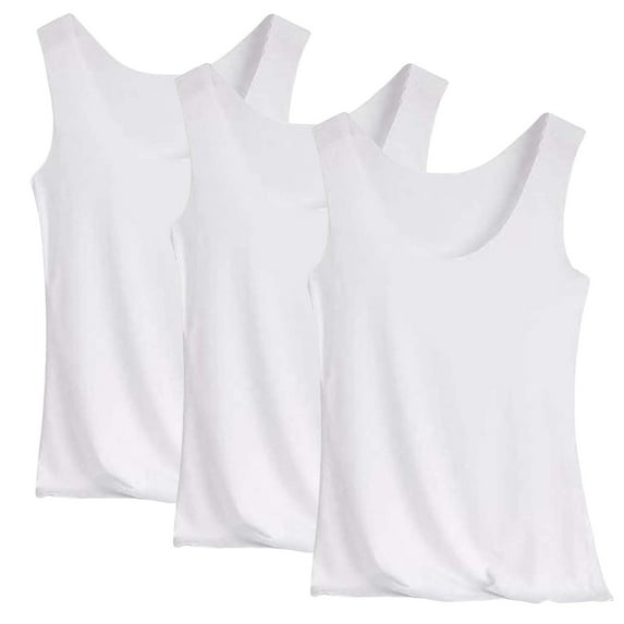 Taylonsss Womens Solid Layering Tops Built-in Lining U Neck Sleeveless Casual Loungewear Basic 3 Pack