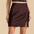 thumbnail image 1 of Taylonsss Womens Solid Satin Lace Slit High Waist Bodycon Midi Skirt Casual Office Wear, 1 of 9