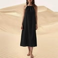 thumbnail image 1 of Taylonsss Womens Spring Summer Dress Halter Neck Sleeveless Vest Cotton Linen Casual Boho Beach Dress, 1 of 7