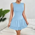 thumbnail image 1 of Taylonsss Womens Spring Summer Dress Solid Color Sleeveless Ruffle Hem Crinkle Flowy Bohemian Casual, 1 of 8