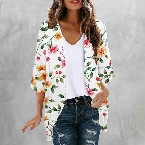 Taylonsss Womens Spring Summer Long Sleeve Printing Cardigan With Pocket Comfortable Breathable Fabric Casual Fashion Blouse For Home Daily Wear