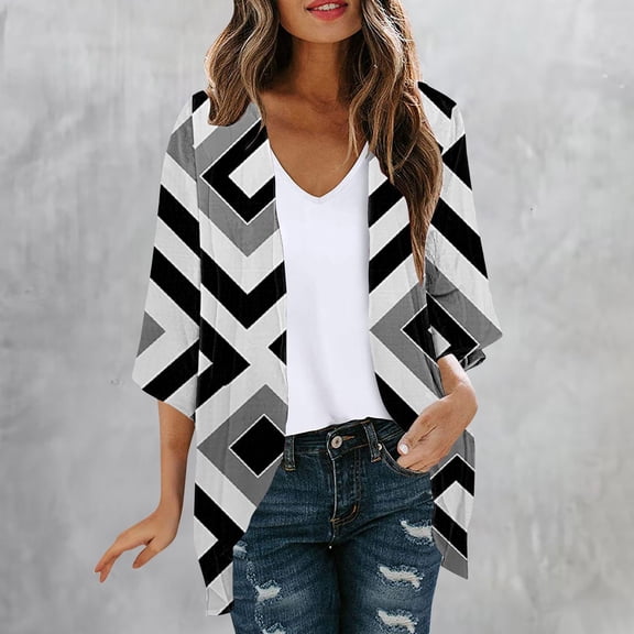 Taylonsss Womens Spring Summer Long Sleeve Printing Cardigan With Pocket Comfortable Breathable Fabric Casual Fashion Blouse For Home Daily Wear