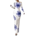 thumbnail image 1 of Taylonsss Womens Stylish Print Off-Shoulder Bodycon Midi Dress Casual Flowy Party Outfit, 1 of 5