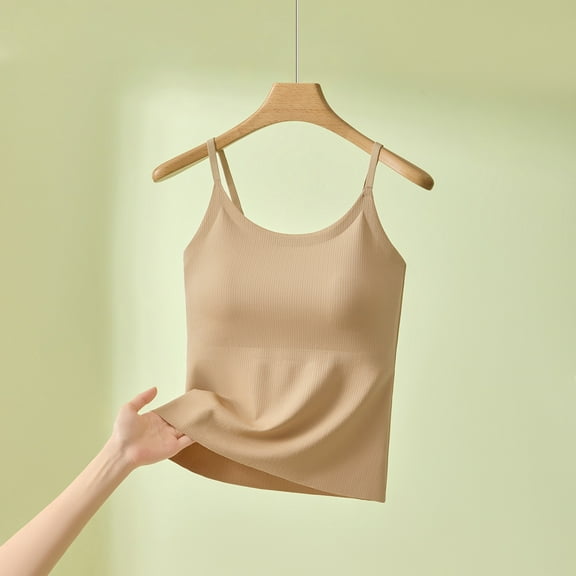 Taylonsss Womens Summer Breathable Sleeveless Camisole Built-in Bra Round Neck Spaghetti Strap Lounge Sleepwear Top