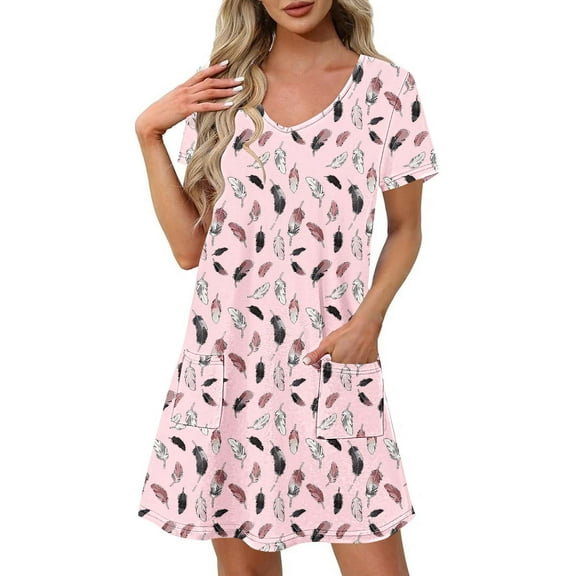 Taylonsss Womens Summer Dress Floral Print Short Sleeve V Neck Casual Flowy Beach Resort Outfit