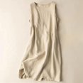 thumbnail image 1 of Taylonsss Womens Summer Dress Linen Solid Color Loose Sleeveless Round Neck Midi Casual Everyday Style, 1 of 3