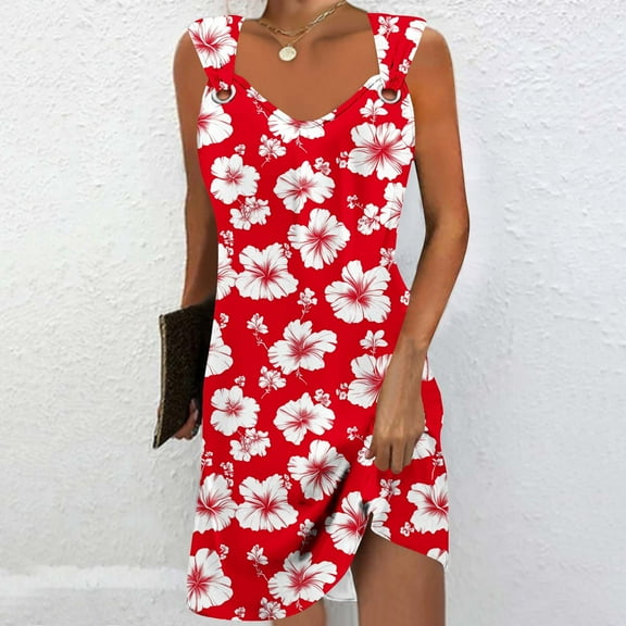 Taylonsss Womens Summer Dress Sleeveless Strappy V Neck Flowy Casual Floral Print Beach Vacation Maxi Dress