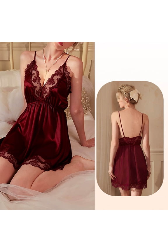 Womens Summer Dress Straps V Neck Mesh Ruffle Hem Dual Slits Asymmetrical Hem Sleeveless Semi Transparent Home Sleepwear Casual Fashion