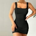 thumbnail image 1 of Taylonsss Womens Summer Dress V Neck Backless Ruffle Bodycon Sleeveless Beach Vacation Outfit, 1 of 7