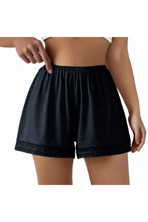 Womens Summer Lightweight Rayon Bloomers Pants Lace Loose Fit Casual Lounge Wear