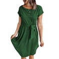 thumbnail image 1 of Taylonsss Womens Summer Short Dress Solid Color Button Waistband Fitted Casual Everyday Outfit, 1 of 5