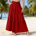 thumbnail image 1 of Taylonsss Womens Summer Skirt High Waist Flowing Long Skirt With Pockets Elastic Waist Casual Fashion Solid Color For Spring Summer Casual Party Daily Wear, 1 of 6