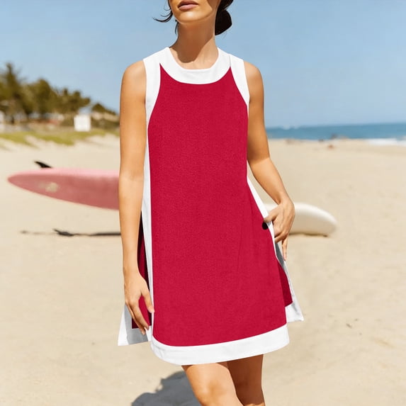 Taylonsss Womens Two Piece Set Round Neck Sleeveless Casual Solid Skirt Set Summer Spring Outfit