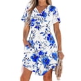 thumbnail image 1 of Taylonsss Womens V Neck Short Sleeve Casual Dress with Drawstring Irregular Hem Side Pockets Relaxed Flowdy Outfit, 1 of 9