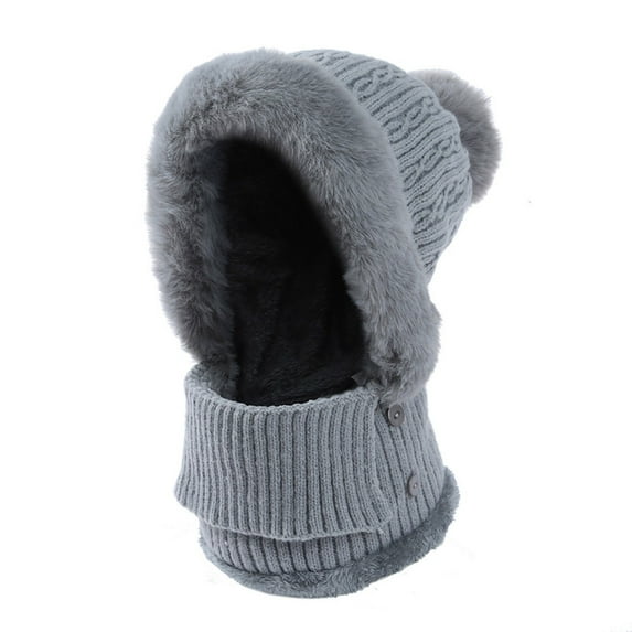 Taylonsss Womens Winter Hat Plush Fleece-Lined Knit Outdoor Thickened Neck Protection Thermal Beanie Cold Weather Outdoor Style