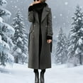 thumbnail image 1 of Taylonsss Womens Wool Blend Double Breasted Coat with Wide Lapel Collar and Detachable Belt, Warm Long Sleeve Trench Style Jacket with Side Pockets for Office and Casual Outwear, 1 of 6
