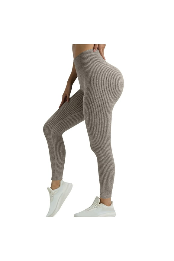 Womens Yoga Pants High Waisted Tight Fit Vertical Stripe Hip Lifting Comfortable Workout Fitness Casual Wear