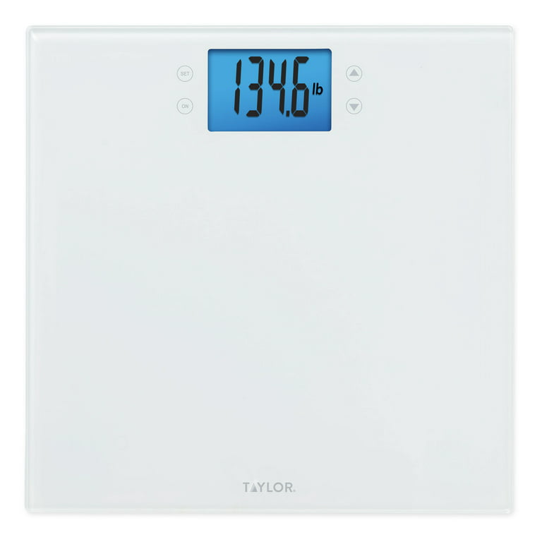 Taylor 11.8 x 11.8 400 lb Glass Digital Wellness Scale Battery Powered  with 4 Essential Measures, White