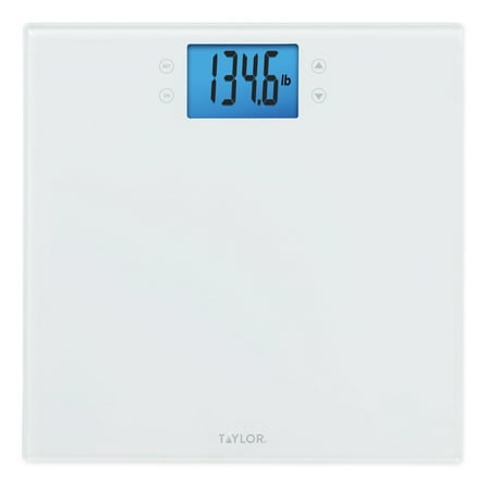 Taylor 11.8" x 11.8" Digital Glass Wellness Scale Battery, FSA HSA Eligible, 400 lb Capacity, White