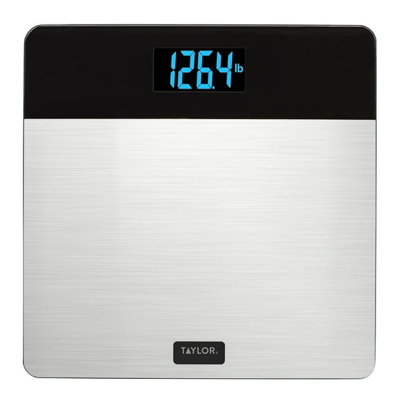 Taylor 12.2" x 12.2" LCD Body Weight Scale Battery Powered, FSA HSA Eligible, 400 lb Capacity, Stainless Steel