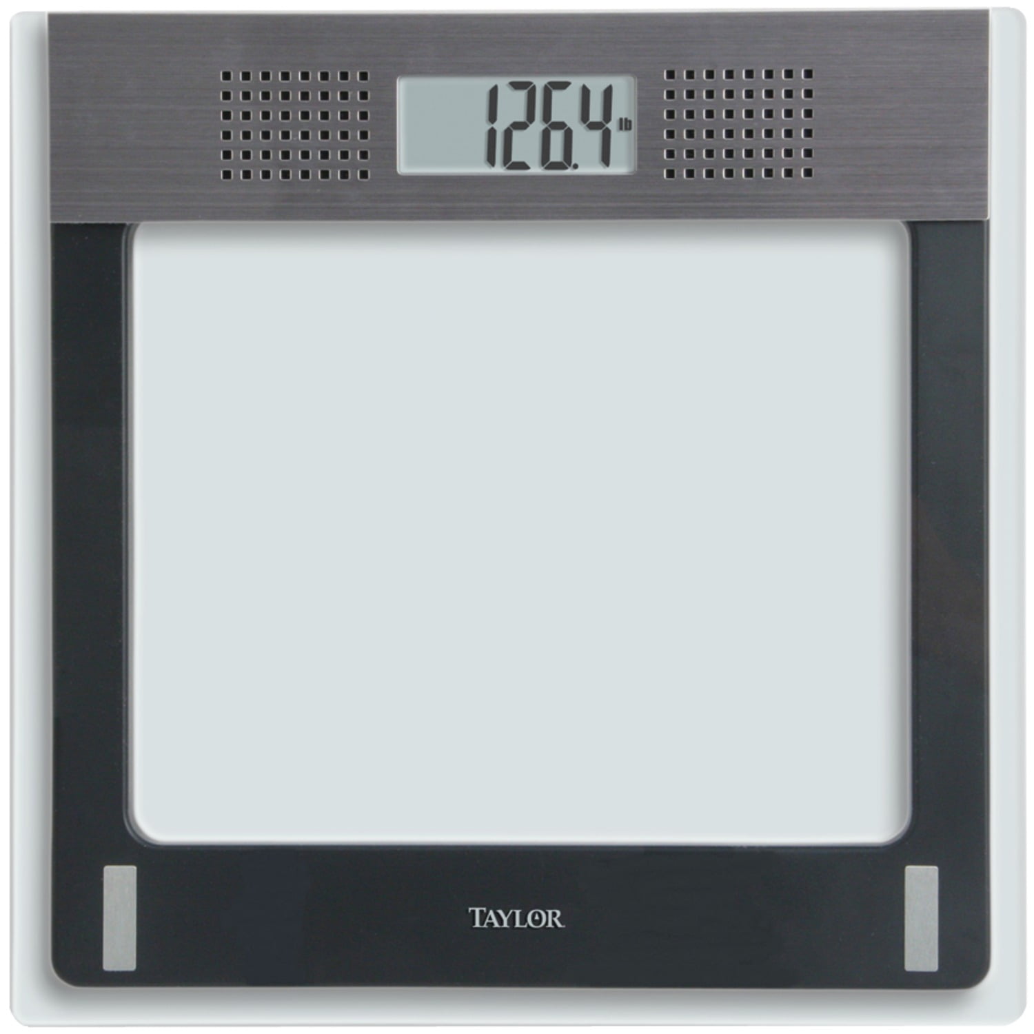 Black and Gray Digital Talking Bathroom Scale with Stainless Steel Accents
