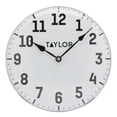 thumbnail image 1 of Taylor 12-inch Round Metal Dial Clock in White and Black, 1 of 5