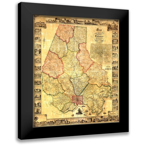 Taylor 12x14 Black Modern Framed Museum Art Print Titled - Baltimore Maryland Landowner - Taylor 1857