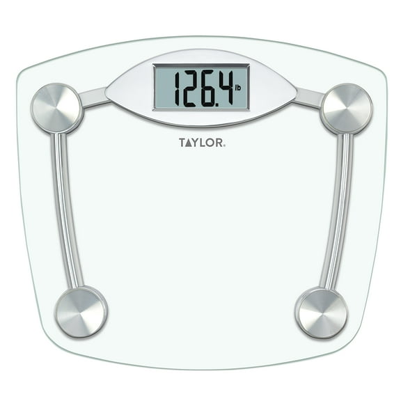 Taylor 13.0"x11.7" Clear Glass Body Weight Scale Battery Powered 400 lb Capacity