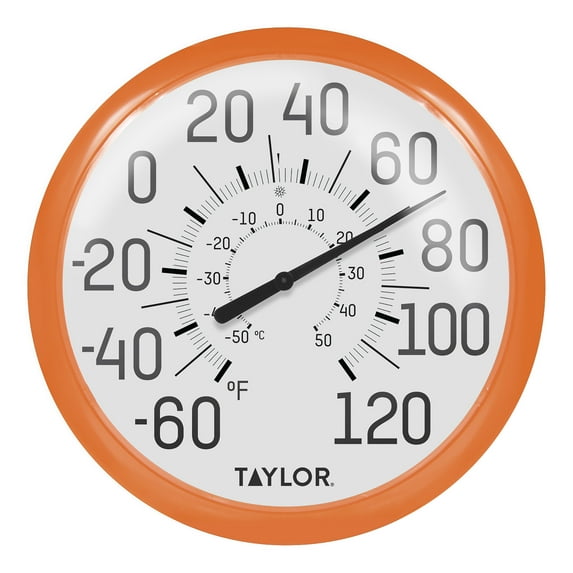 Taylor 13.25-inch Big and Bold Dial Thermometer in Orange